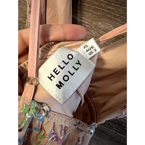 Hello Molly Mini Dress Party Size XS 2 Light Pink Mermaid Mystical Rainbow - Picture 5 of 7